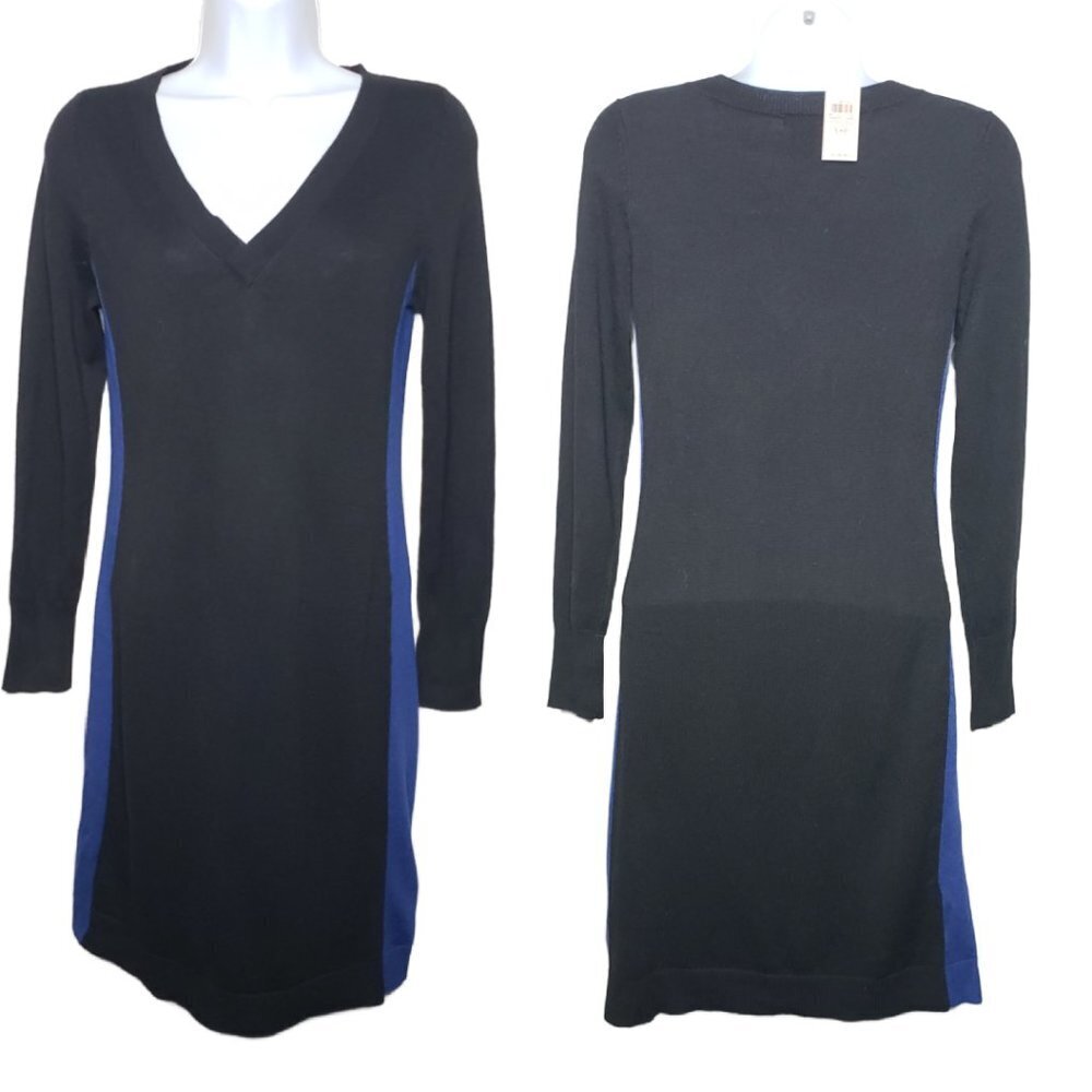 NWT Ann Taylor Women's Black w/ Blue Stripe Sweater Dress Sz XSP (1296)